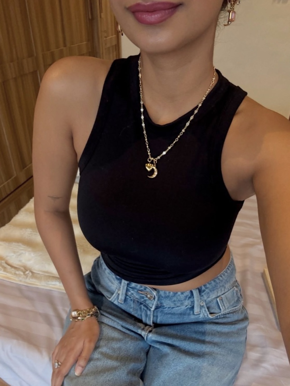 Black Ribbed Tank Top